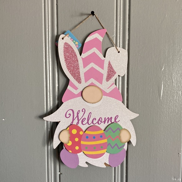 Other - 2/$20 Brand NWT Stunning Glittered Easter Bunny Welcome Gnome Decoration Sign